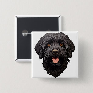 Labradoodle Black Dog 15 Cm Square Badge
