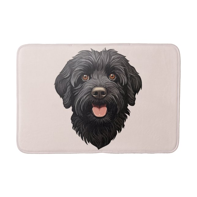 Labradoodle Black Dog Bath Mat (Front)