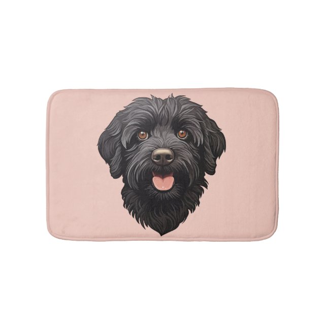 Labradoodle Black Dog Bath Mat (Front)