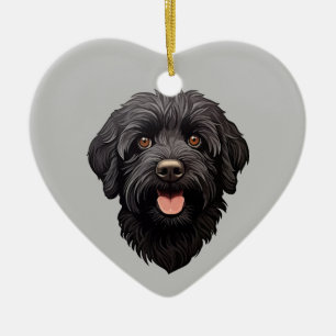 Labradoodle Black Dog Ceramic Tree Decoration