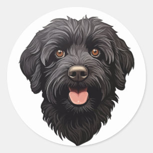 Labradoodle Black Dog Classic Round Sticker