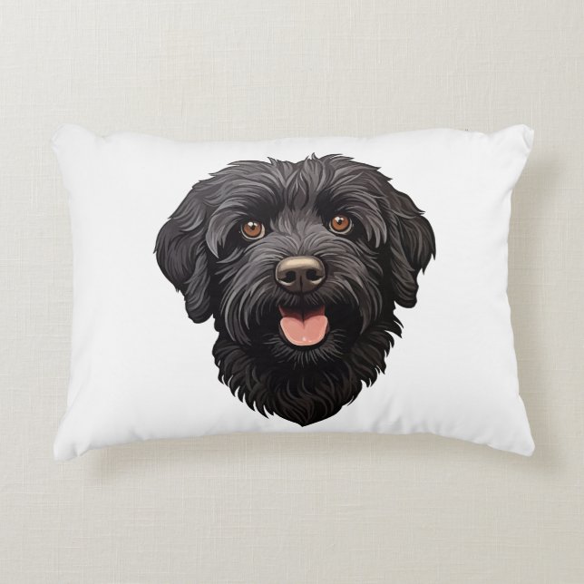 Labradoodle Black Dog Decorative Cushion (Front)