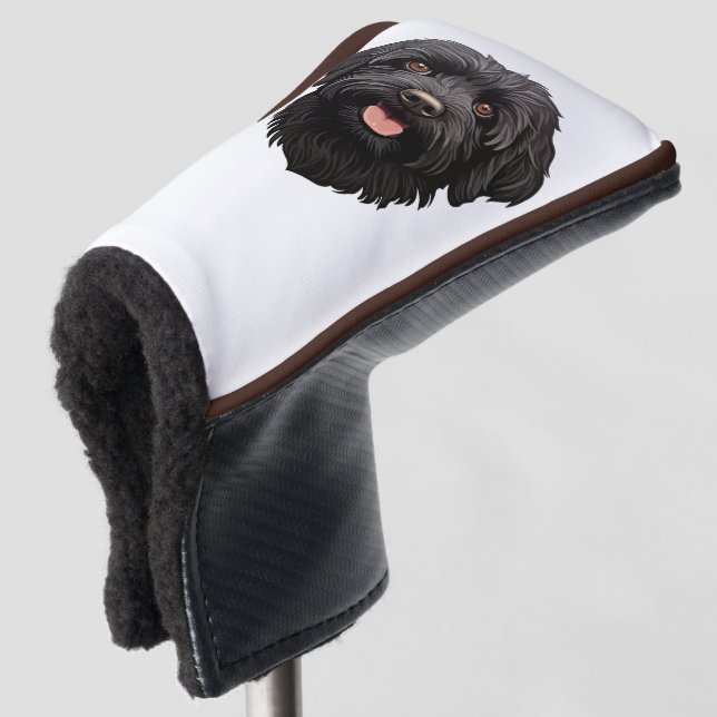 Labradoodle Black Dog Golf Head Cover (3/4 Front)