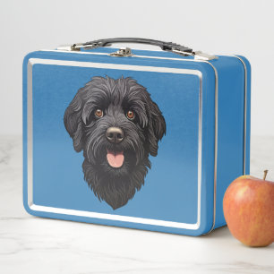 Labradoodle Black Dog Metal Lunch Box