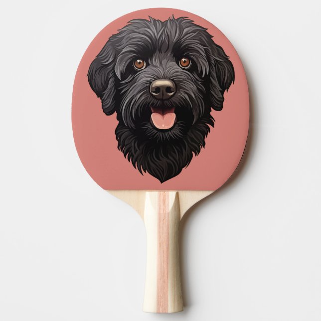 Labradoodle Black Dog Ping Pong Paddle (Front)