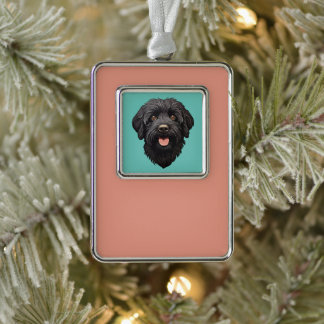 Labradoodle Black Dog Silver Plated Framed Ornament