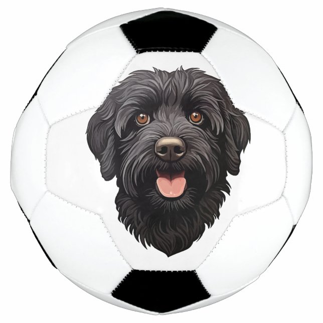 Labradoodle Black Dog Soccer Ball (Front)