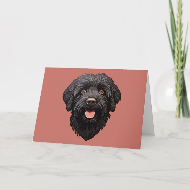 Labradoodle Black Dog Thank You Card (Front)