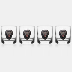 Labradoodle Black Dog Whiskey Glass