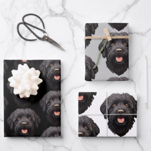 Labradoodle Black Dog Wrapping Paper Sheet
