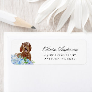 Labradoodle Blue Hydrangea Return Address