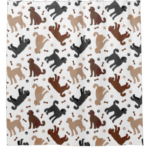 Labradoodle Bones and Paws Shower Curtain