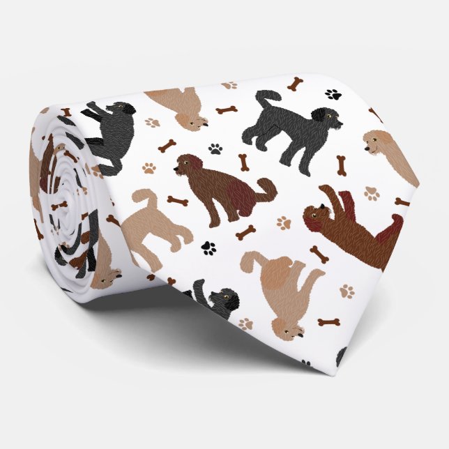 Labradoodle Bones and Paws Tie (Rolled)