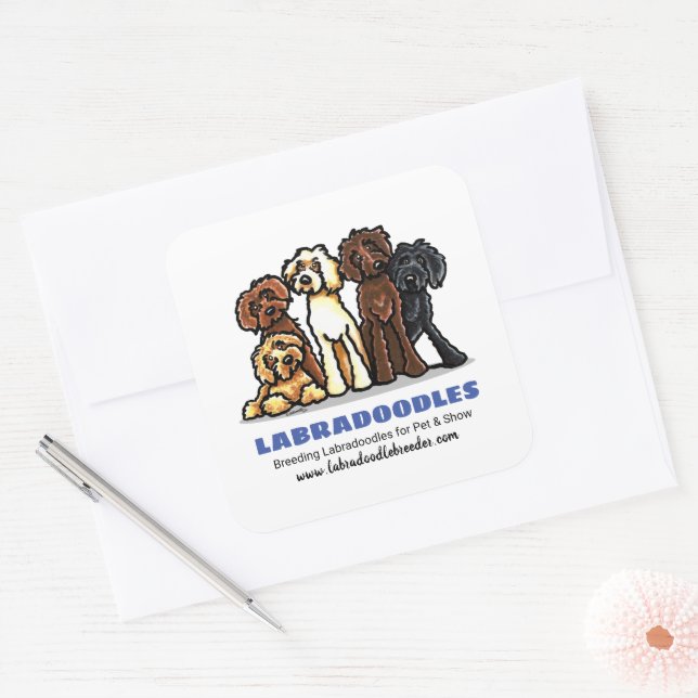 Labradoodle Breeder Custom Marketing Square Sticker (Envelope)