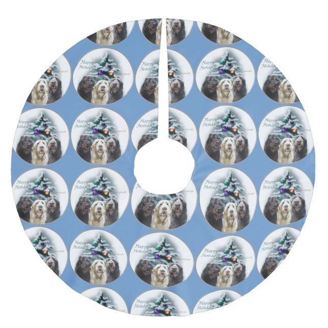 Labradoodle Christmas Brushed Polyester Tree Skirt (Front)