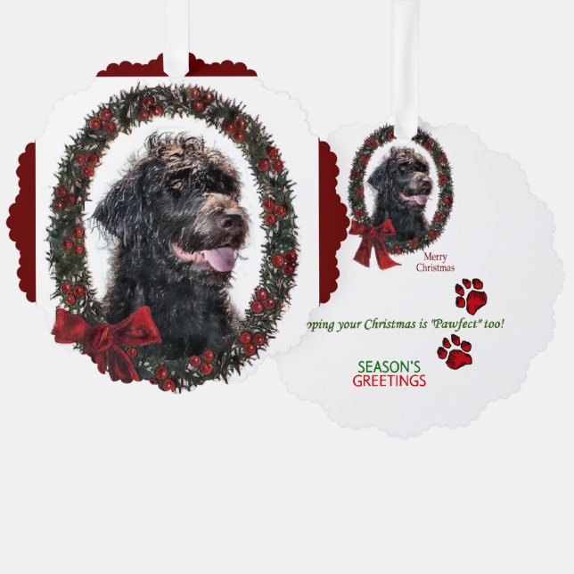 Labradoodle Christmas Gifts Tree Decoration Card (Front/Back)