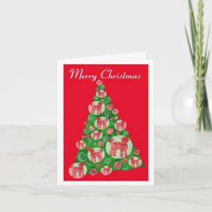 Labradoodle Cute Dog Silhouette Christmas Tree Card