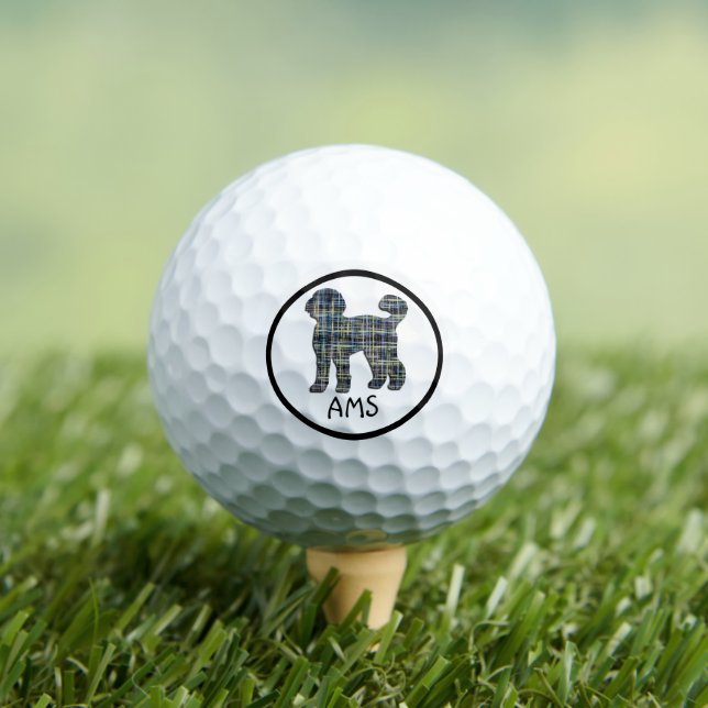 Labradoodle Cute Dog Silhouette Monogram Grid Golf Balls (Insitu Tee)