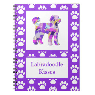 Labradoodle Cute Dog Silhouette Paw Purple PY&B Notebook