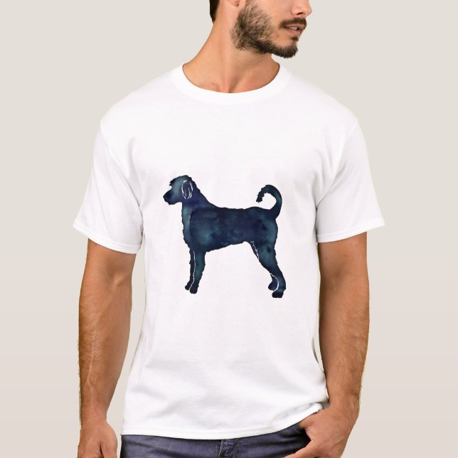 Labradoodle Dog Breed Silhouette Black Watercolor T-Shirt (Front)