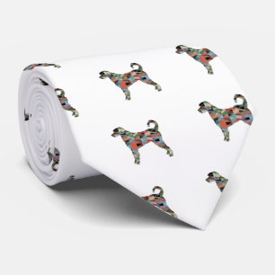 Labradoodle Dog Breed Silhouette Geo Plaid Tie