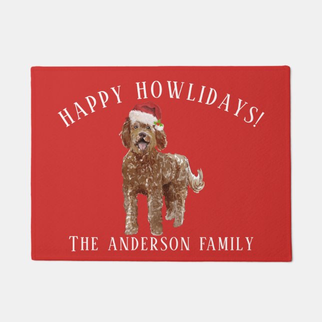 Labradoodle Dog Christmas Doormat (Front)