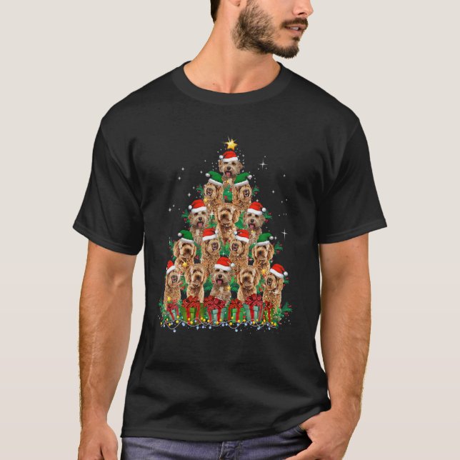 Labradoodle Dog Christmas Tree Family Xmas Pajama T-Shirt (Front)
