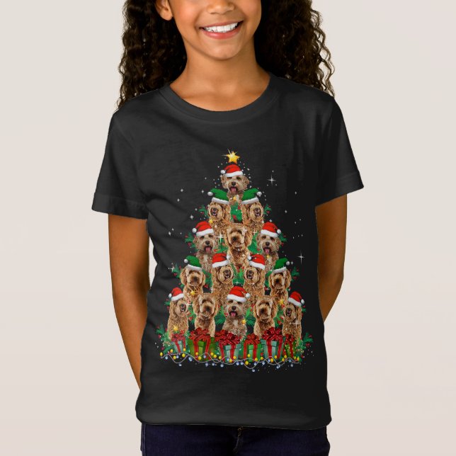 Labradoodle Dog Christmas Tree Family Xmas Pajama  T-Shirt (Front)
