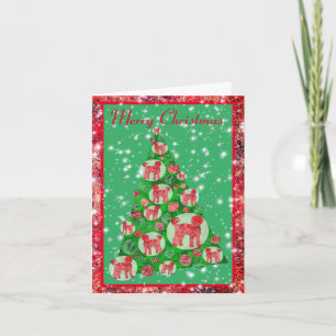 Labradoodle Dog Christmas Tree w/ Cute Baubles Card