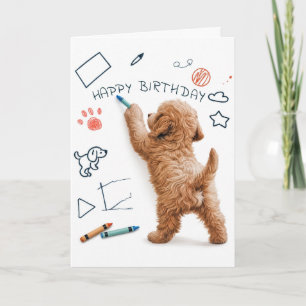 Labradoodle Dog Doodling For Birthday Humour Card