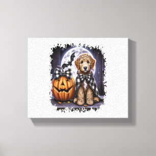 Labradoodle Dog Halloween Square Canvas Print