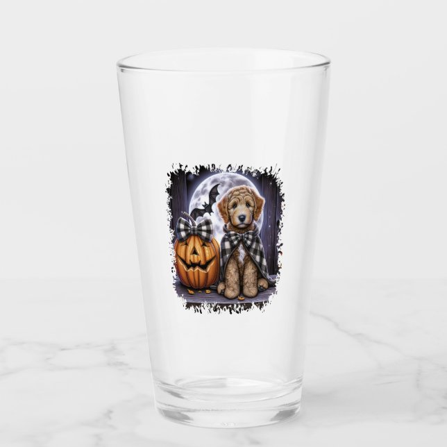 Labradoodle Dog Halloween Square Glass (Front)