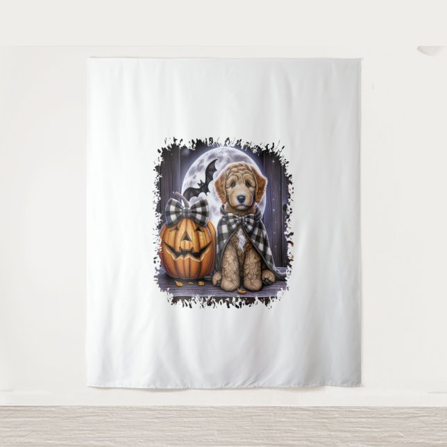 Labradoodle Dog Halloween Square Tapestry (Front)