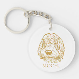 Labradoodle Dog Hand Drawing Personalized Key Ring