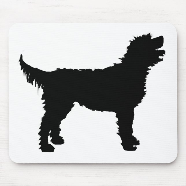 Labradoodle Dog (in black) Mouse Pad (Front)