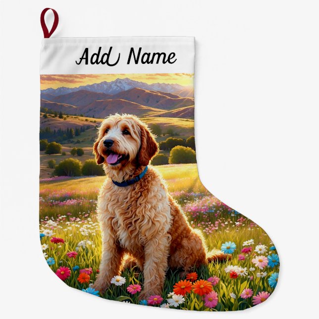 Labradoodle Dog Large Christmas Stocking (Front)