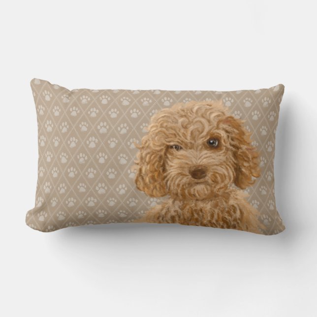 Labradoodle Dog Lumbar Pillow Yellow (Front)