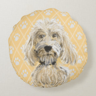 Labradoodle Dog Paintings / Labradoodle Love Round Cushion