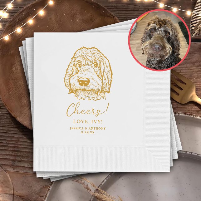 Labradoodle Dog Personalised Cheers Napkin (Creator Uploaded)