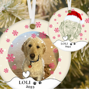 Labradoodle Dog Personalised Hand Drawing Ceramic Tree Decoration