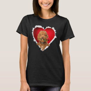 Labradoodle Dog Rose Heart Valentines Day Couple M T-Shirt