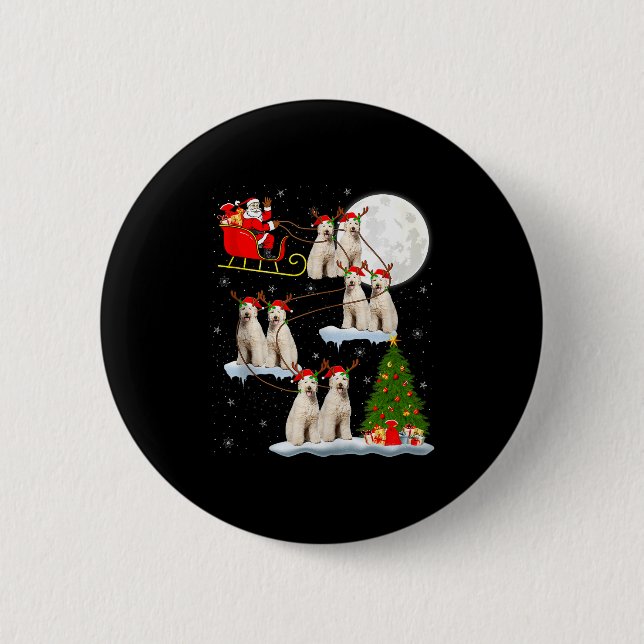 Labradoodle Dog Santa Sleigh Flying Funny Magical  6 Cm Round Badge (Front)
