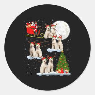 Labradoodle Dog Santa Sleigh Flying Funny Magical  Classic Round Sticker