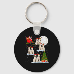 Labradoodle Dog Santa Sleigh Flying Funny Magical  Key Ring