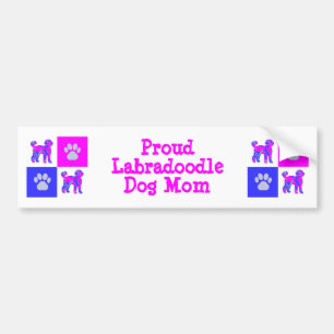 Labradoodle Dog Silhouette Hot Pink and Blue Bumper Sticker