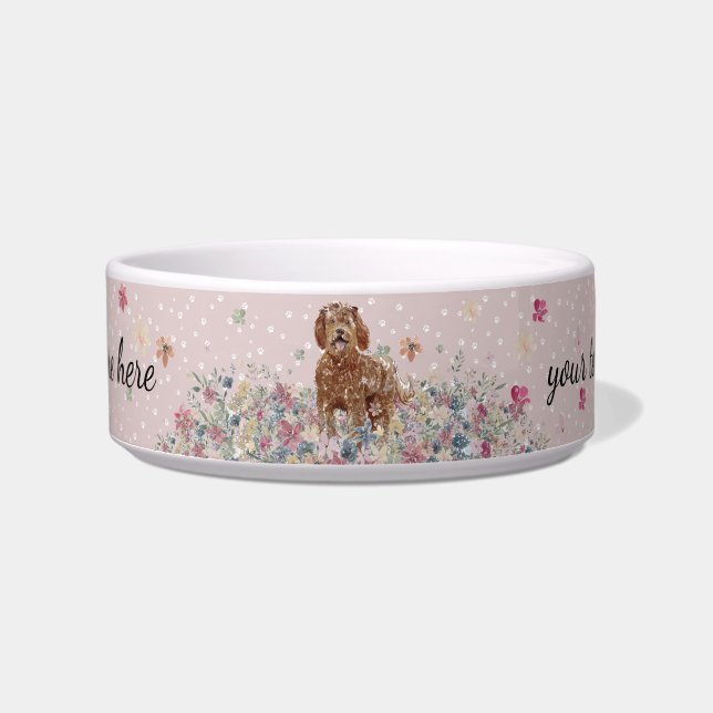 Labradoodle Dog with paws Bowl (Front)
