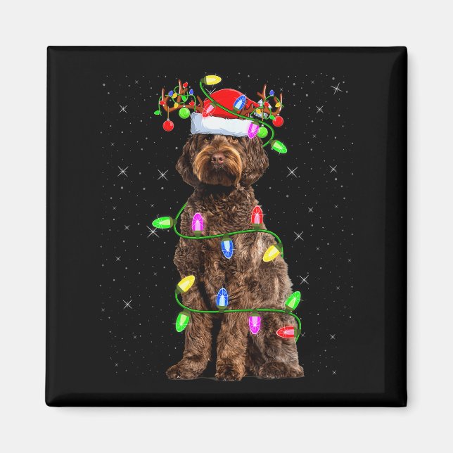 Labradoodle Dog Xmas Lighting Santa Labradoodle Ch Magnet (Front)