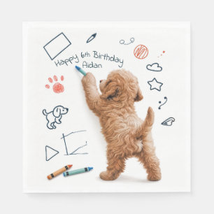 Labradoodle Doodling for 6th Birthday Party Napkin
