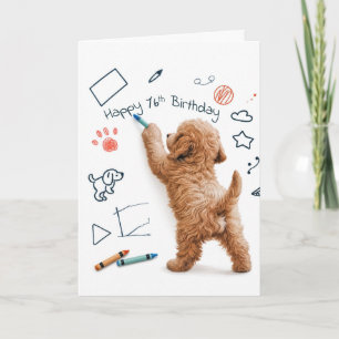 Labradoodle Doodling For 76th Birthday Card