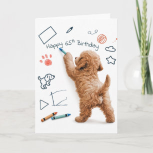 Labradoodle Doodling for a 65th Birthday Card